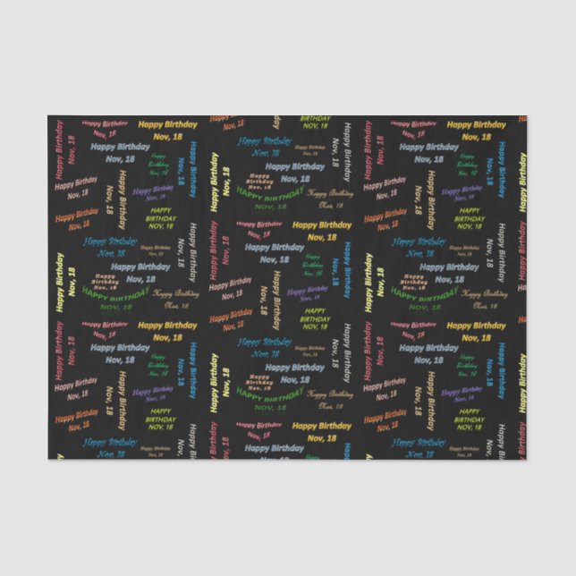 Papier Mousseline Novembre, 18 Anniversaire Tissue Paper (Recto)