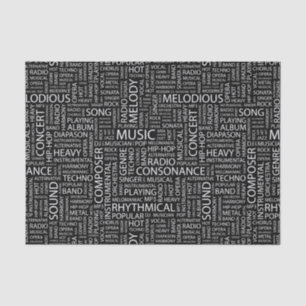 Papier Mousseline Nuage de mot de motif de MUSIQUE