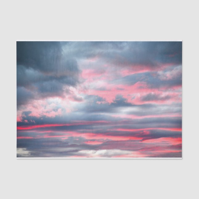 Papier Mousseline Nuages Beau Pink Blanc Ciel Bleu Bleu (Recto)