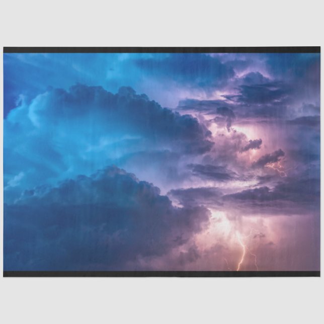 Papier Mousseline Nuages de tempête Ciel de nuit Découpage Tissu (Recto)