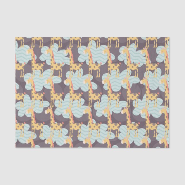 Papier Mousseline Nuages et girafes (Recto)