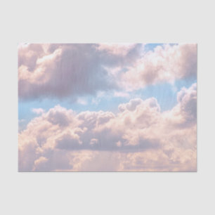 Papier Mousseline Nuages fluffés roses illuminés dans un ciel bleu
