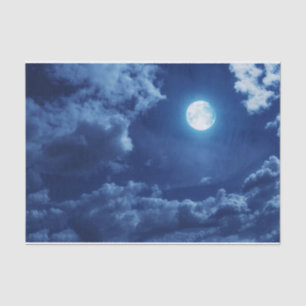 Papier Mousseline Nuages nocturnes avec lune - Papier Tissu