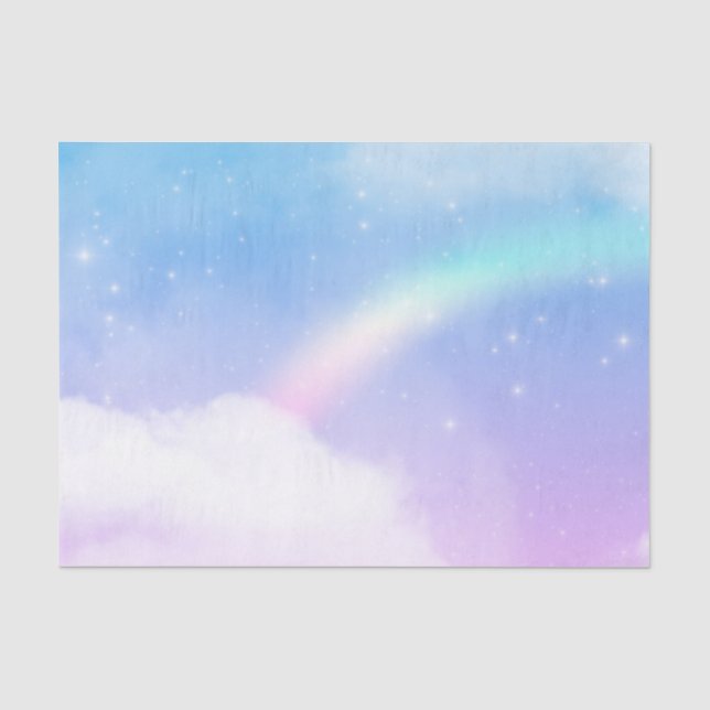 Papier Mousseline Nuages pastel magiques et arc-en-ciel (Recto)