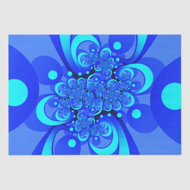 Papier Mousseline Nuances de bleu moderne art fractal Abstrait (Recto)