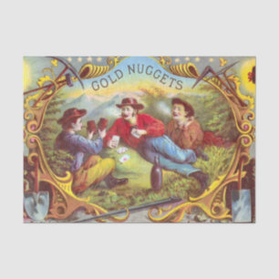 Papier Mousseline Nuggets d'or Antique Étiquette Cigar
