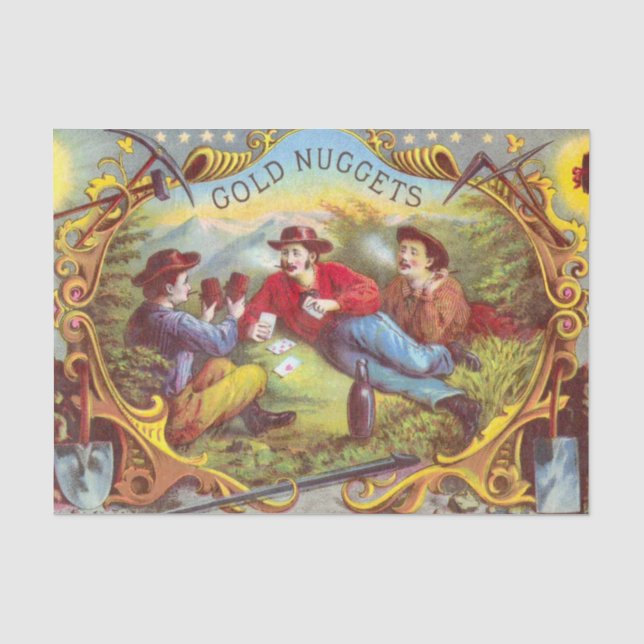 Papier Mousseline Nuggets d'or Antique Étiquette Cigar (Recto)