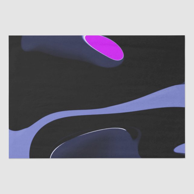 Papier Mousseline Nuit de la Comète : Bleu Abstrait, Violet & Noir (Recto)