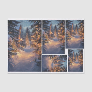 Papier Mousseline Nuit de neige en ville