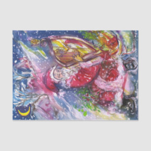 PAPIER MOUSSELINE NUIT DE NOËL /SANTA CLAUS JOUER AU HARP