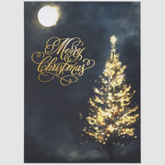 Papier Mousseline Nuit de Noël Sky Lit Tree (Recto)