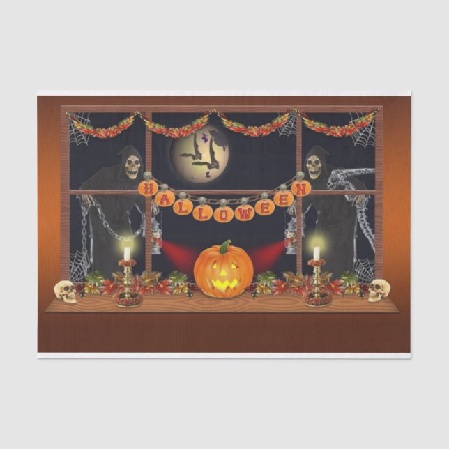 Papier Mousseline Nuit éffrayante d'Halloween (Recto)