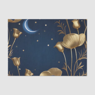 Papier Mousseline Nuit étoilée avec Gold Crescent Moon