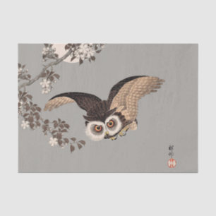 Papier Mousseline Nuit Japonaise Chouette Lune Bois Coupe Flying Nig