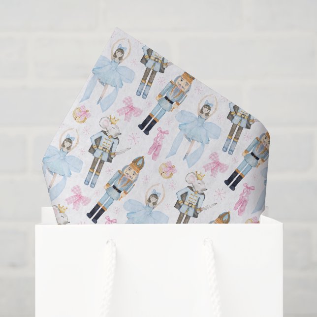 Papier Mousseline Nutcracker aquarelle Noël (Sac cadeau)