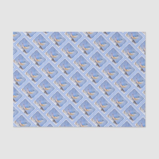 Papier Mousseline Nuthatch à poitrine rouge Peinture d'art original  (Recto)