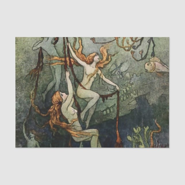 Papier Mousseline "Nymphes marins" de Warwick Goble (Recto)