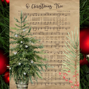 Papier Mousseline O Feuillet d'arbre de Noël Musique Papier à papier