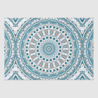 Papier Mousseline Océan bleu et blanc Conception de Mandala Nautique