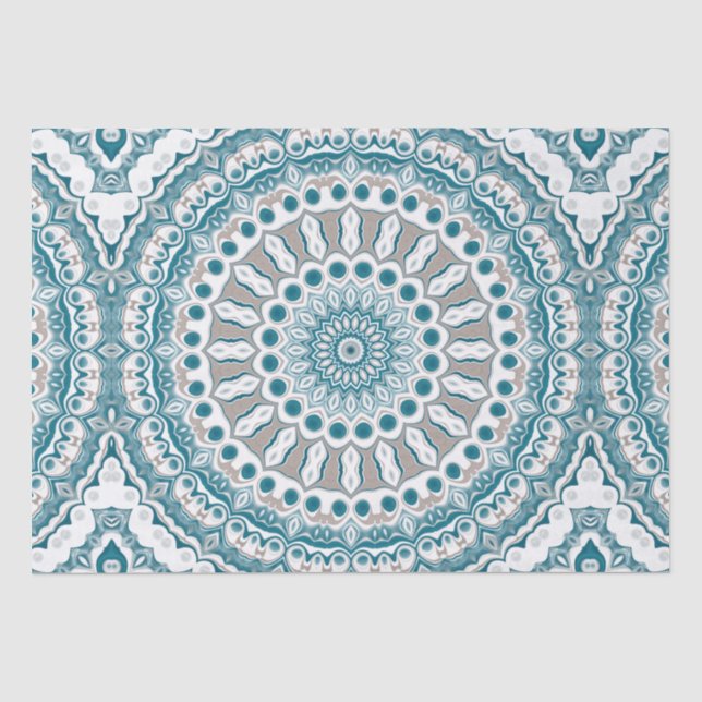 Papier Mousseline Océan bleu et blanc Conception de Mandala Nautique (Recto)