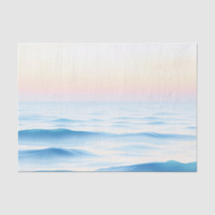 Papier Mousseline Océan d'aquarelle sereine avec des vagues douces