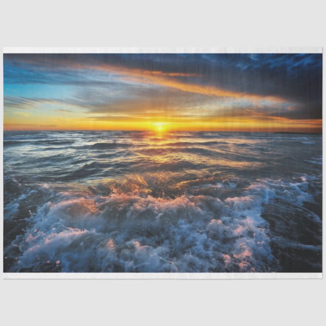 Papier Mousseline Ocean Waves Sunset 20x30 Papier Tissu Découpage (Recto)