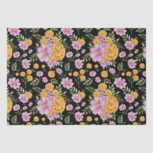 Papier Mousseline Octobre Mois de naissance Fleurs Marigold Cosmos