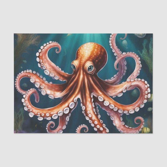 Papier Mousseline Octopus Art sous-marin (Recto)