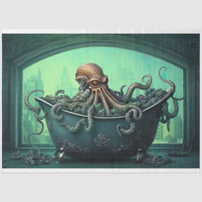 Papier Mousseline Octopus dans la baignoire 2 Papier découpage (Recto)
