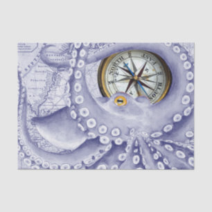Papier Mousseline Octopus Et Compas Violet