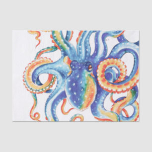 Papier Mousseline Octopus Tentacles coloré Aquarelle Art