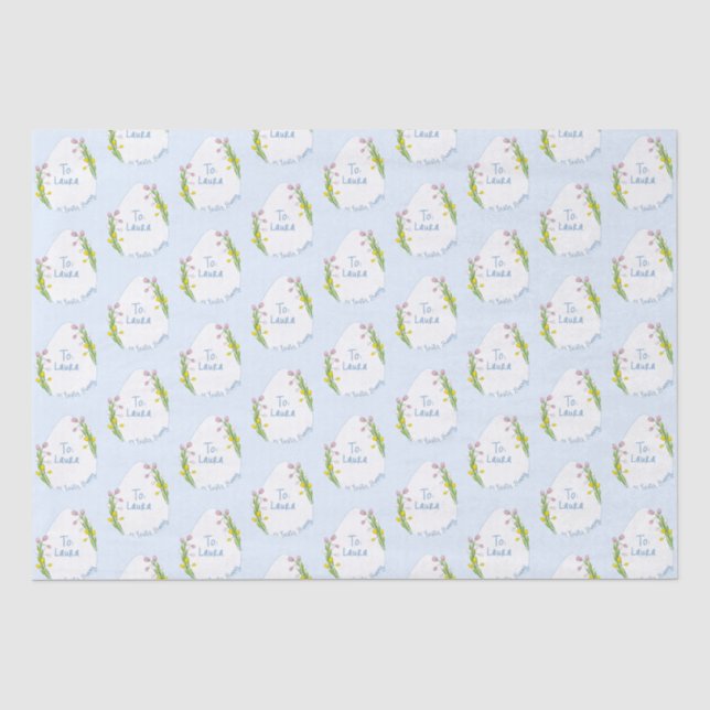 Papier Mousseline Oeuf de Pâques floral préppy personnalisé (Recto)