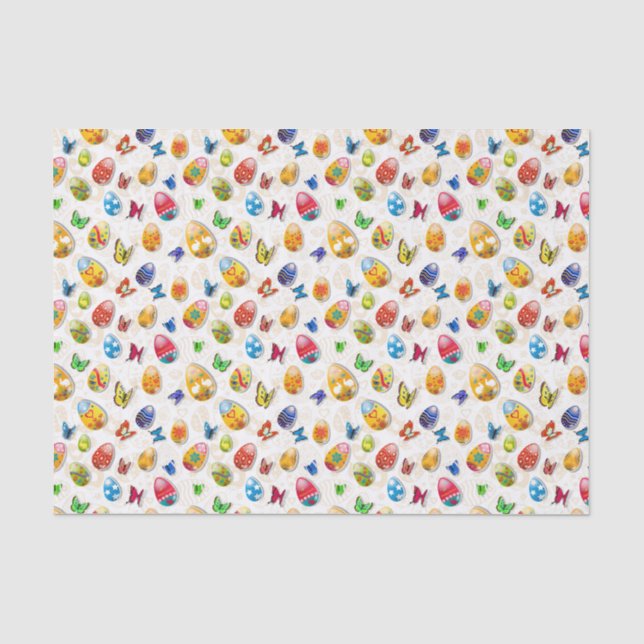 Papier Mousseline Oeufs De Pâques Et Papillons (Recto)