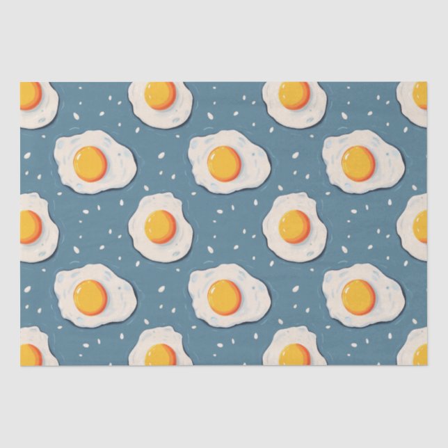 Papier Mousseline Oeufs frits sur le bleu (Recto)