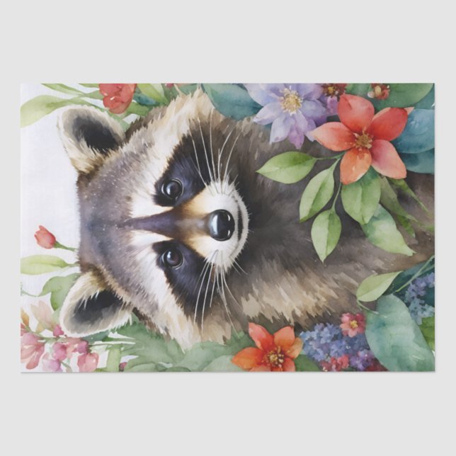 Papier Mousseline OEuvre d'aquarelle florale Racoon (Recto)