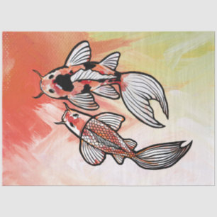Papier Mousseline Oeuvre de Koi Pond Fish