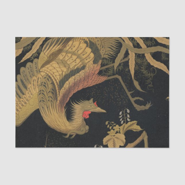 Papier Mousseline Oiseau de coq d'or Classique japonais Antique (Recto)