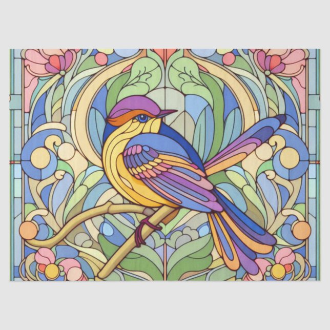 Papier Mousseline Oiseau en verre tendu (Recto)