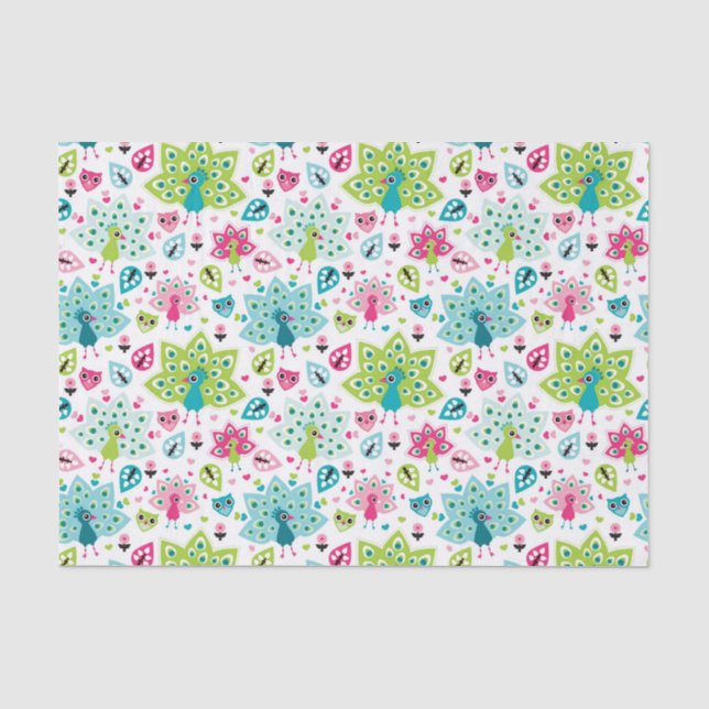 Papier Mousseline oiseau et hibou de paon (Recto)