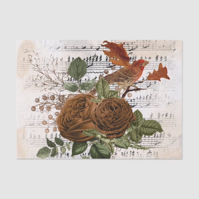 Papier Mousseline Oiseau floral (Recto)