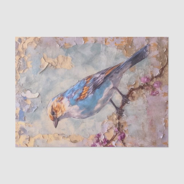 Papier Mousseline Oiseau floral en détresse (Recto)