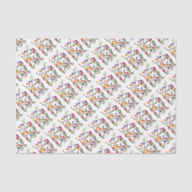 PAPIER MOUSSELINE OISEAU JAUNE EMPREINTE DE PATTE (Recto)