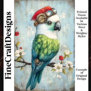Papier Mousseline Oiseau perroquet punk fantaisiste coloré découpage
