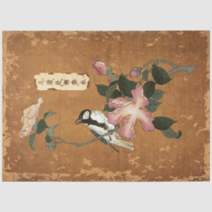 Papier Mousseline Oiseau rose Feuille Vintage japonais Découpage