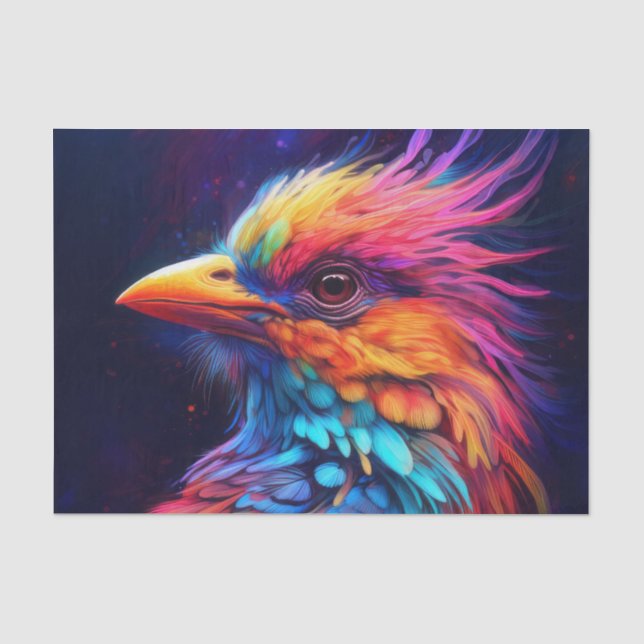 Papier Mousseline Oiseau tropical coloré (Recto)