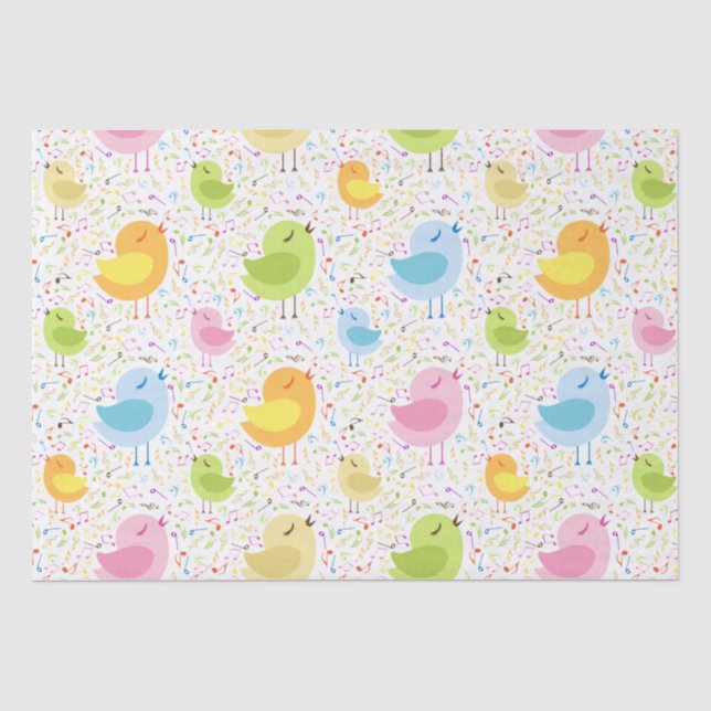 Papier Mousseline Oiseaux abstraits de chant (Recto)