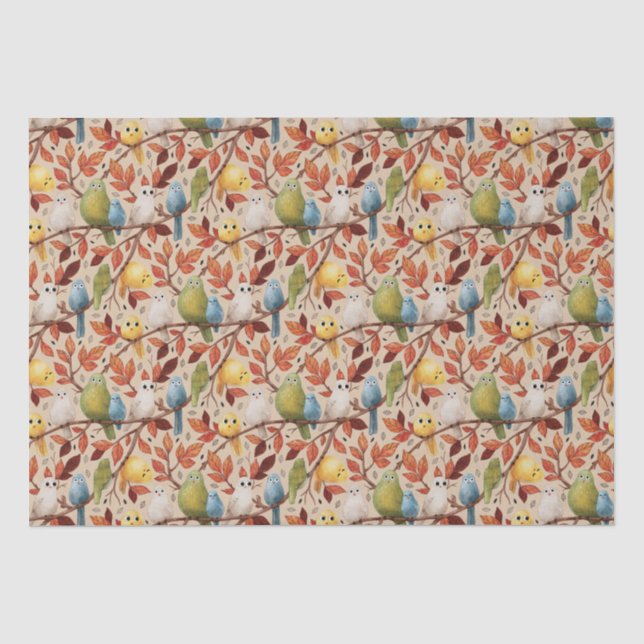 Papier Mousseline Oiseaux Amusants (agrafage) (Recto)