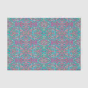 Papier Mousseline Oiseaux Arabesque Bohème Bohème Turquoise Motif