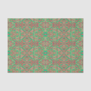 Papier Mousseline Oiseaux Arabesque Oriental Bohème Bohème Rouge Ver