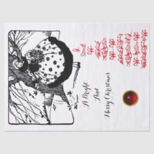 Papier Mousseline OISEAUX ARBRE ET CHRISTMAS LADY Black White Red Ge